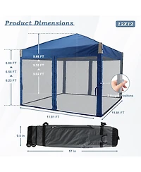 Aoodor Pop Up Canopy Tent with Removable Mesh Sidewalls, Portable Instant Shade Canopy with Roller