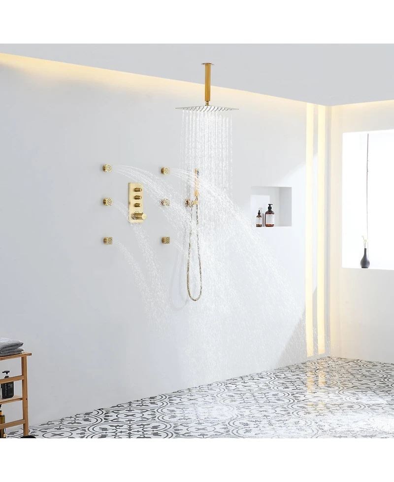 12-Inch Rainfall Shower Head with French Vernet Valve - Durable & Family-Friendly Thermostatic System