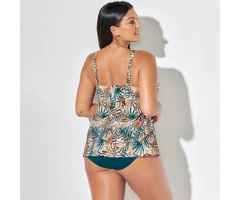 Swimsuits for All Women's Bra Faux Flyaway Underwire Tankini Top