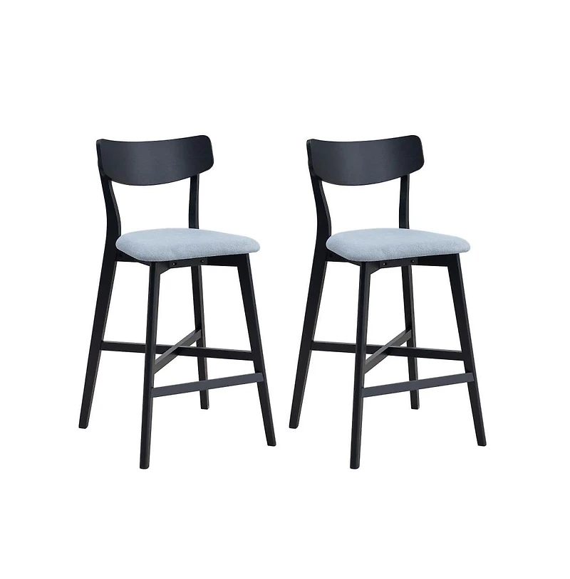 Set of 2 Bar Stools, 28.5 Inch Solid Wood Kitchen Island Chairs for Home, Bar, or Pub-The Pop Home