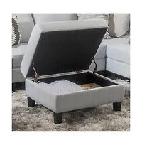Tufted Storage Ottoman with Waffle Stitching, Upholstered Footrest Hidden Storage-The Pop Home