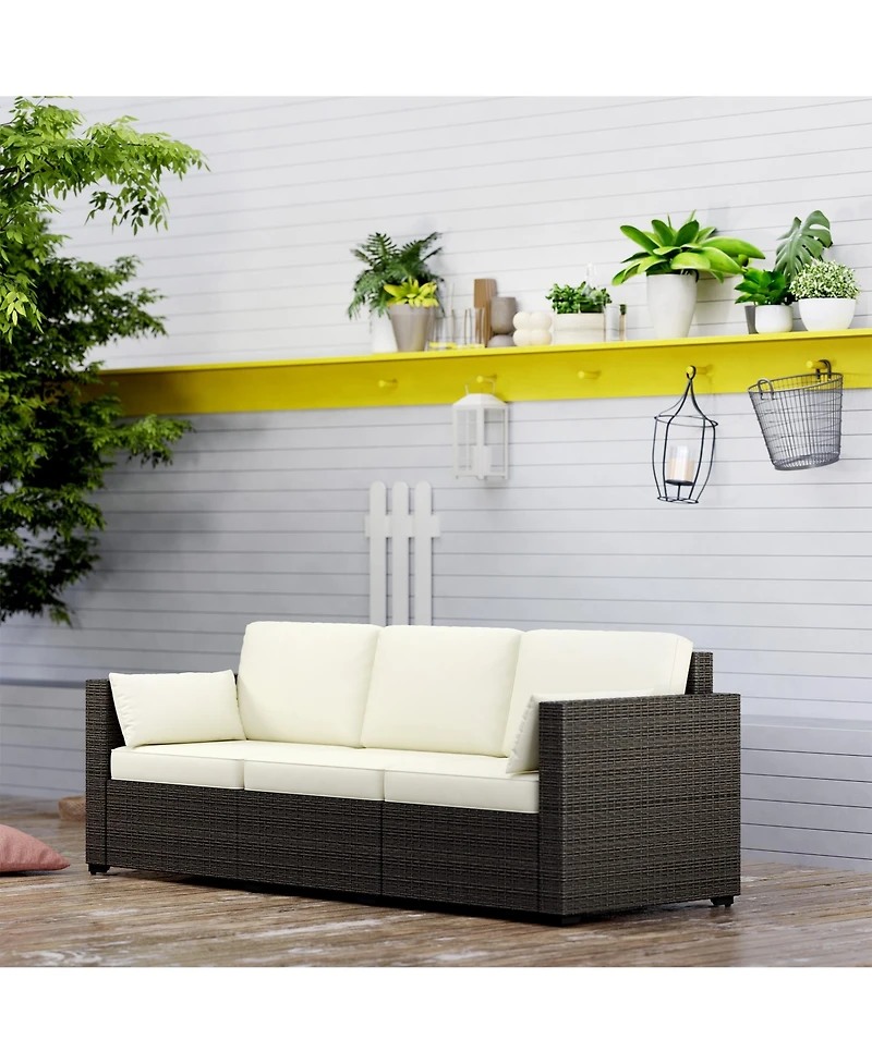Outsunny Three-Seater Outdoor Wicker Patio Furniture