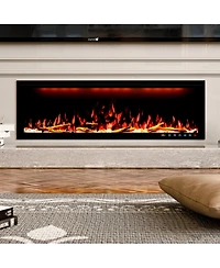 Smart 50" Wall-Mounted Electric Fireplace with Realistic Flame Effects, Dual Heating, and Alexa Compatibility