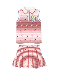 Disney Toddler and Little Girls 2-Piece Minnie Pique Cvc Top and Skirt Set