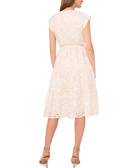 Vince Camuto Women's Embroidered Eyelet Tiered Midi Dress