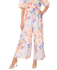 Vince Camuto Women's Floral-Printed Angled-Hem Wide-Leg Pants