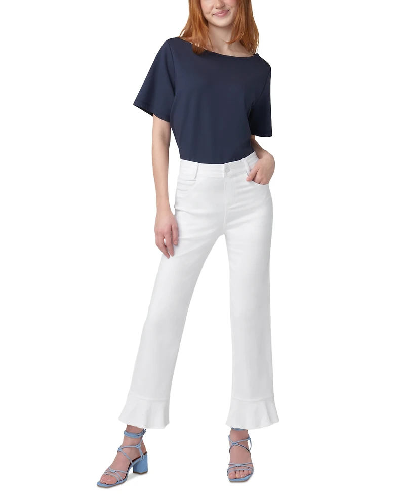 Hue Women's Ruffled-Hem Denim Skimmer Leggings