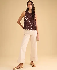 1.State Women's Printed Crewneck Sleeveless Top