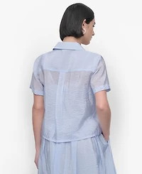 Dkny Women's Short-Sleeve Button-Front Tech Shirt