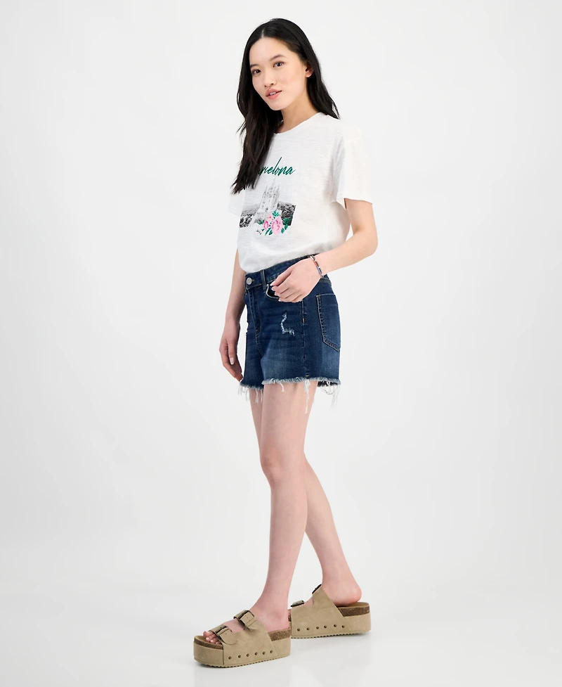Indigo Rein Juniors' Frayed-Hem Destructed Shorts