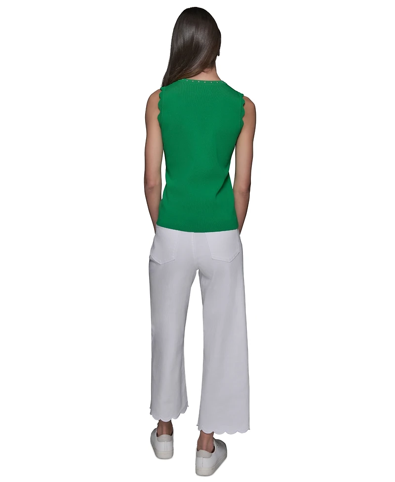 Karl Lagerfeld Paris Women's Scallop-Edge Sleeveless Sweater