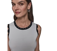 Karl Lagerfeld Paris Women's Scallop-Edge Sleeveless Sweater