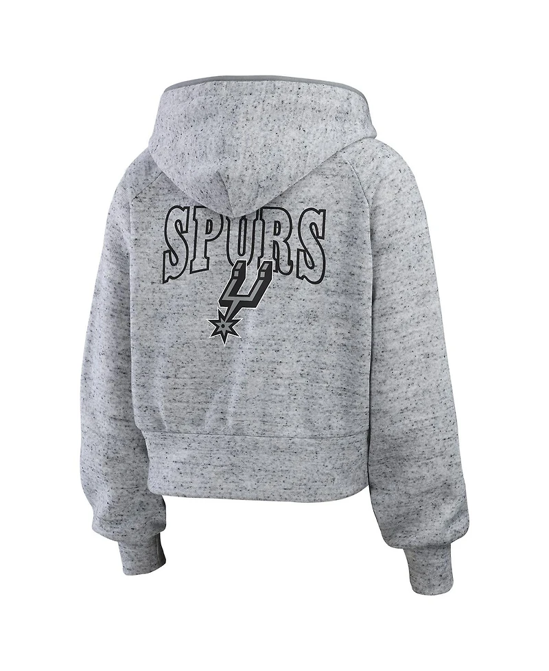 Wear by Erin Andrews Women's Heather Gray San Antonio Spurs Speckled Radiator Full-Zip Hoodie