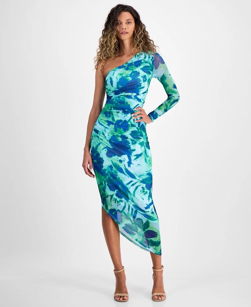 Rachel Rachel Roy Women's Quinn Floral Asymmetric Mesh Midi Dress