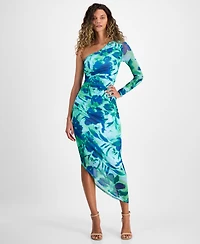 Rachel Rachel Roy Women's Quinn Floral Asymmetric Mesh Midi Dress