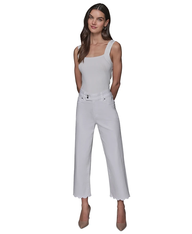Karl Lagerfeld Paris Women's Scalloped-Edge Cropped Jeans