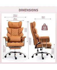 Dyhome Faux Leather Gaming Chair, Ergonomic High-Back Office Chair With Tilt and Swivel, Reclining Computer Desk for Women, Men
