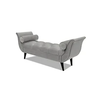 64 Inch Tufted Velvet Entryway Bench, Upholstered Bedroom Bench with Bolster Pillows & Wood Legs-The Pop Home