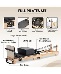 Mikolo Pilates Reformer, Foldable Reformer Pilates Machine for Home Use, with Dual Resistance- Springs and Cords, Pilates Equipment for Home Workouts