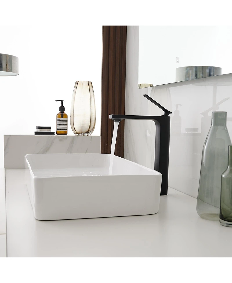 Single Hole Single Handle Bathroom Vessel Sink Faucet With Supply Hose in Matte Black