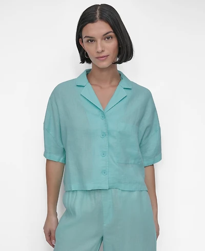 Dkny Women's Button-Front Dolman-Sleeve Linen Top