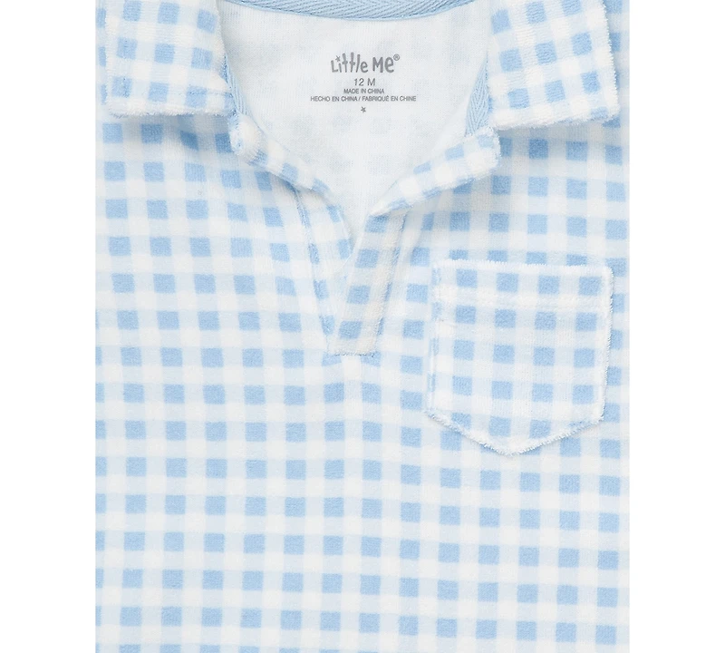 Little Me Baby Boys Gingham Terry Polo Top & Shorts, 2 Piece Set