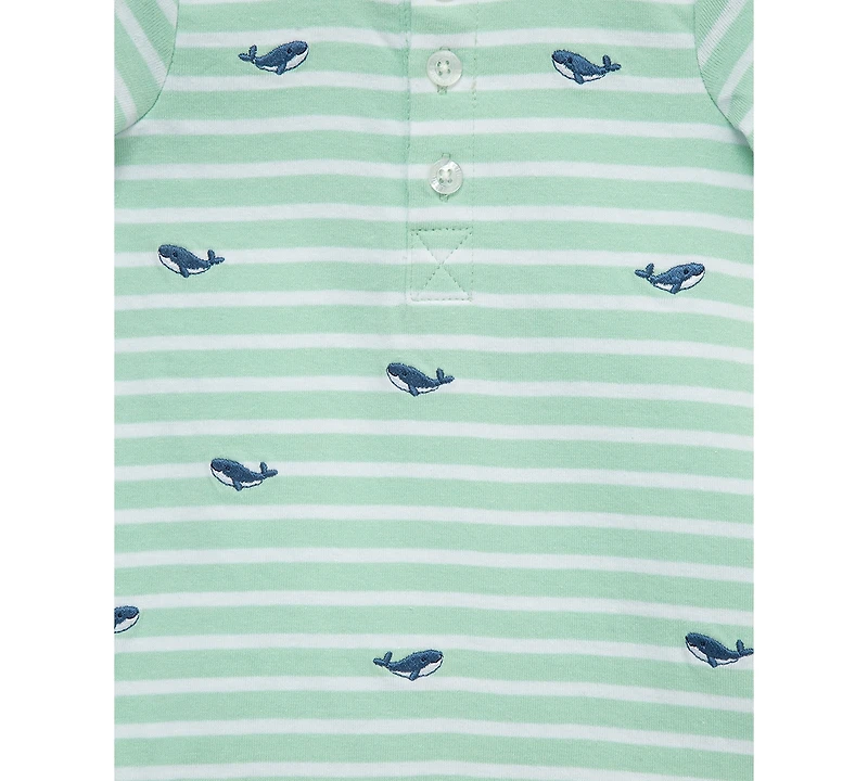 Little Me Baby Boys 2-Pc. Embroidered Cotton Romper & Bucket Hat Set