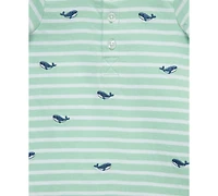 Little Me Baby Boys 2-Pc. Embroidered Cotton Romper & Bucket Hat Set