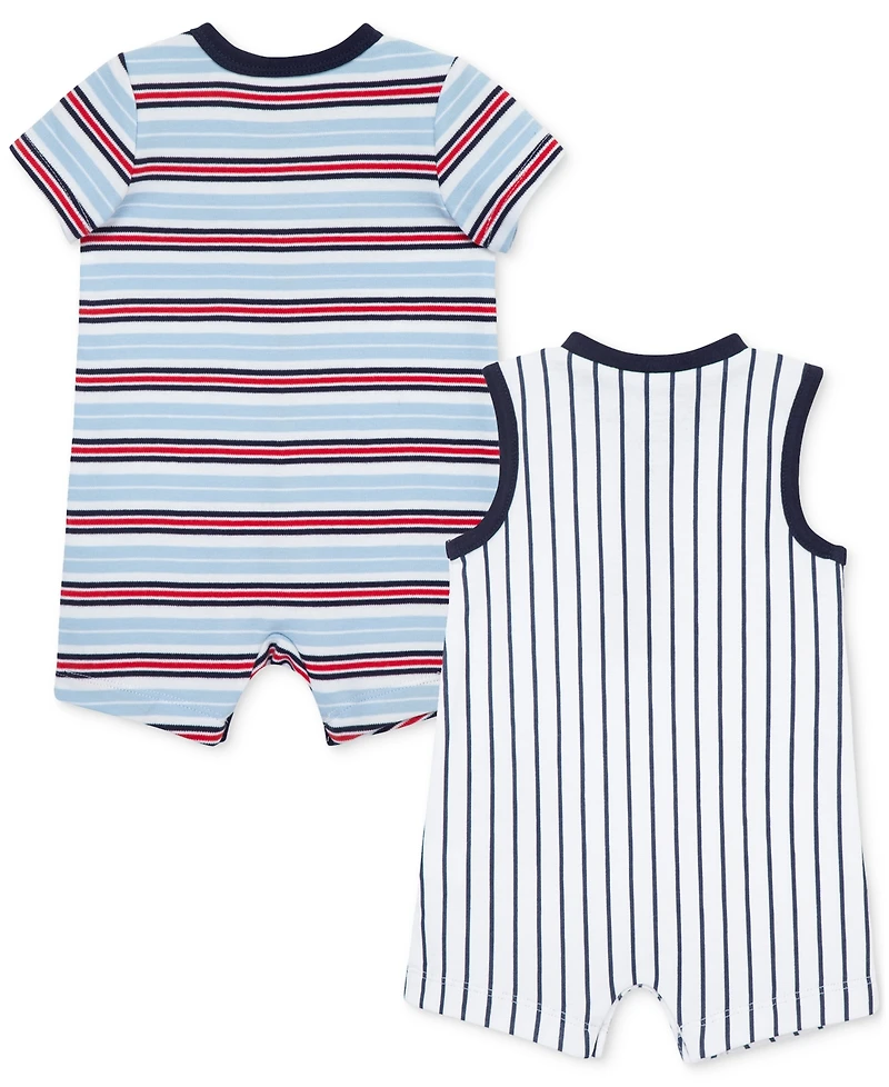 Little Me Baby Boys Baseball Stripe Rompers, Pack of 2