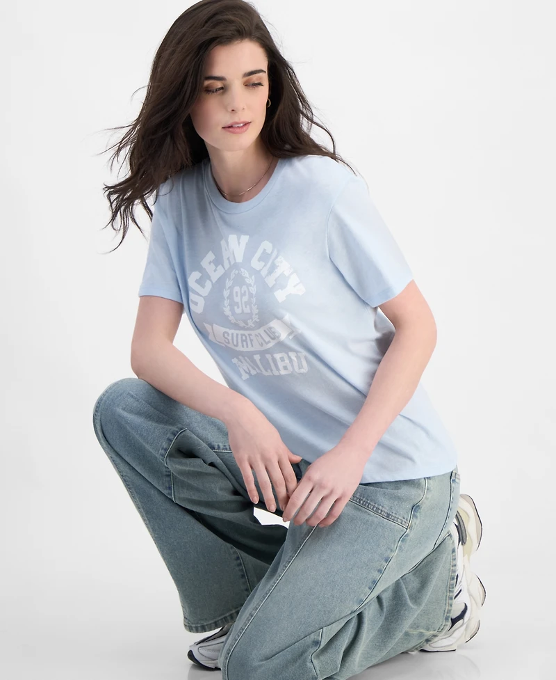 Love Tribe Juniors' Ocean City Graphic-Print Crewneck Tee