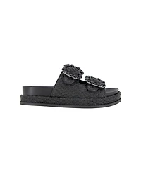 BCBGeneration Women's Bexxi Double Buckle Raffia Footbed Sandals