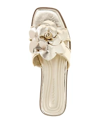 BCBGeneration Women's Mazey Flower Slide Flat Sandals