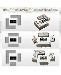Xizzi Patio Furniture Set,12 Pieces Outdoor Sectional Sofa Couch Set,Patio Conversation Set with Modular Wicker Deep Seat Chairs,Comfy Cushions,Side T