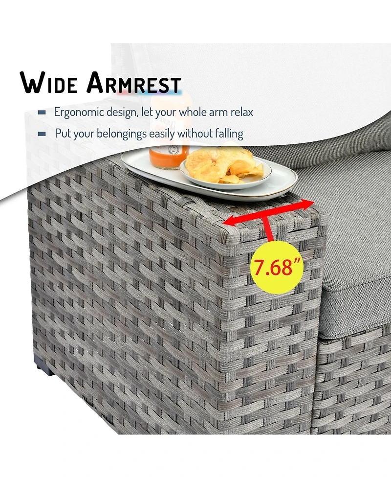 Xizzi 13 Pieces Patio Furniture Set,Outdoor Sectional Sofa Couch Set,Modern Conversation Set with Rectangular Fire Pit Table,Wide Armrests and D