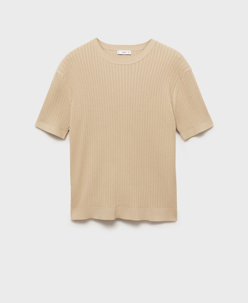 Mango Men's Braided Cotton Knitted T-Shirt