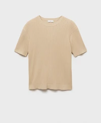 Mango Men's Braided Cotton Knitted T-Shirt