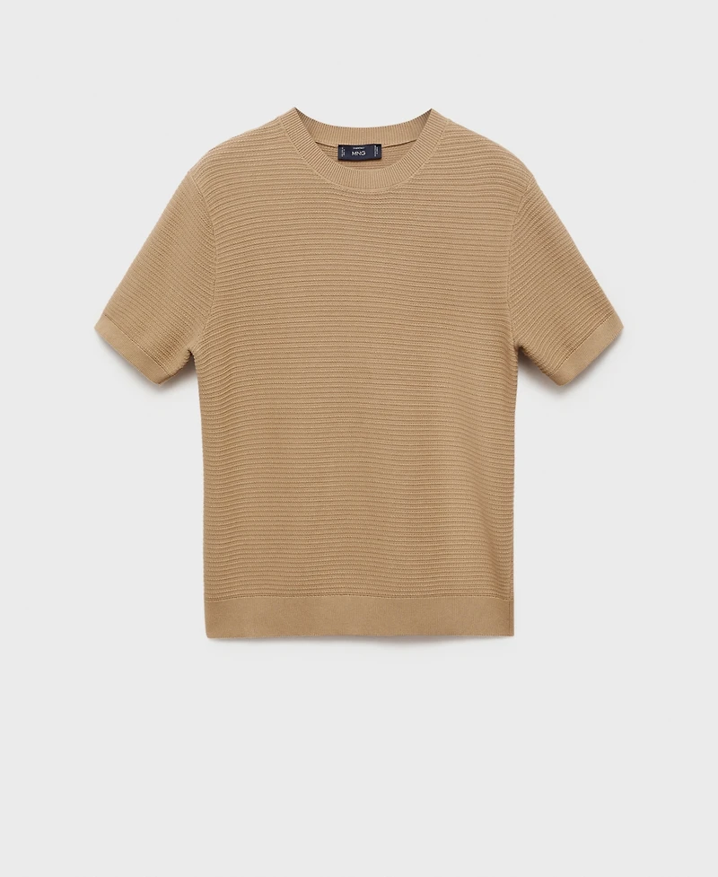 Mango Men's Textured Knit Regular Fit T-Shirt