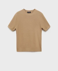 Mango Men's Textured Knit Regular Fit T-Shirt