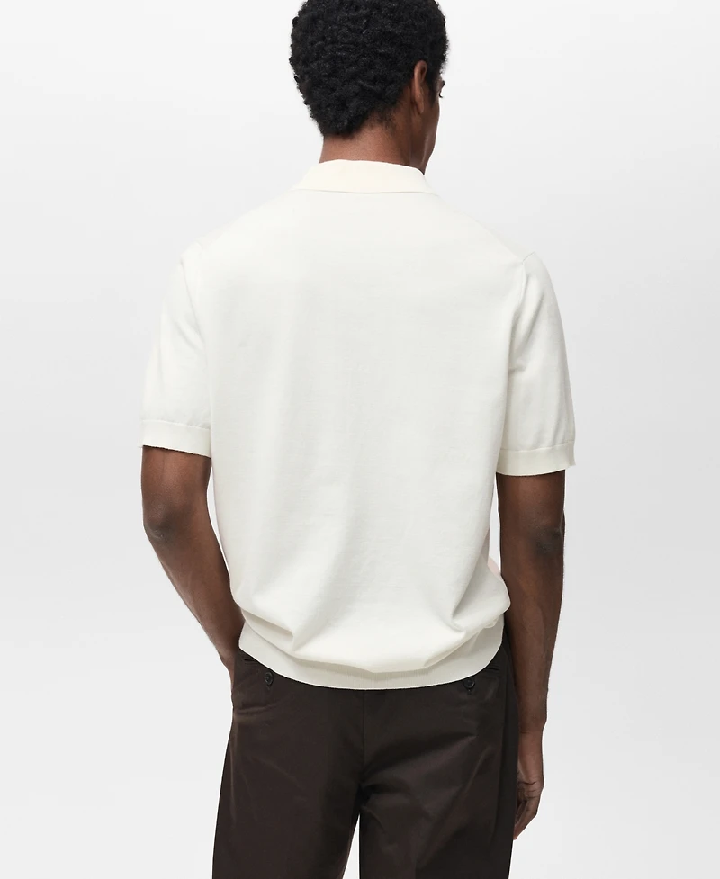 Mango Men's Cotton Fine Knit Polo Shirt