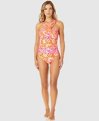 Anne Cole Women's Tie Dye Foulard Twist Bandeau One-Piece Swimsuit