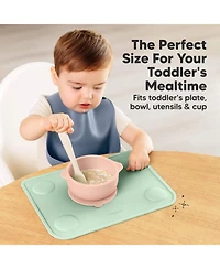 KeaBabies 2-Pack Prep Silicone Placemats for Toddlers, Kids, Non Slip Suction Dining Table Baby Placemat, Easy to Clean