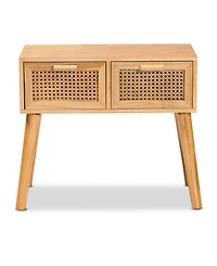 Baxton Studio 24.4" Finished Wood Falan Mid-Century Modern 2-Drawer Console Table