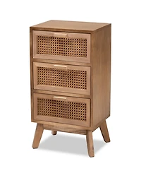 Baxton Studio 15.7" Finished Wood Baden Mid-Century Modern 3-Drawer End Table