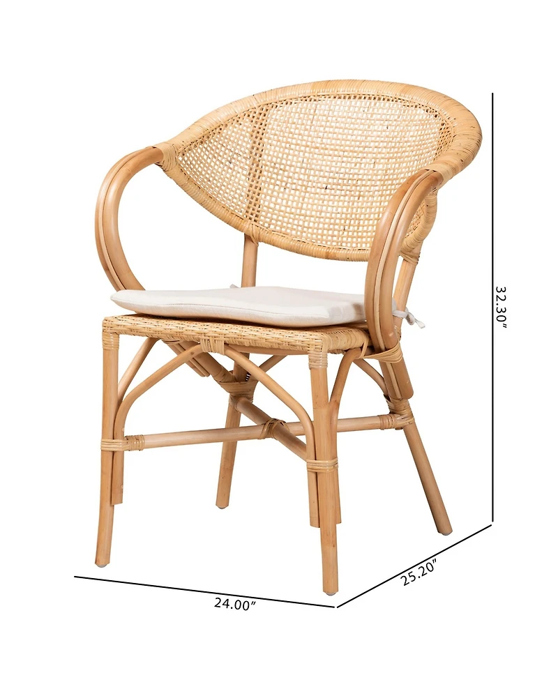 bali & pari 24" Finished Rattan Varick Modern Bohemian Dining Chair