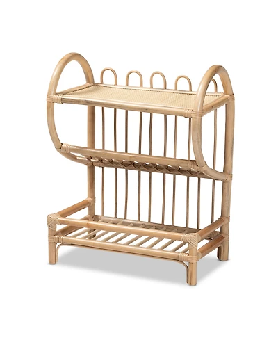 bali & pari Liora Modern Bohemian Finished Rattan 3-Tier Display Shelf