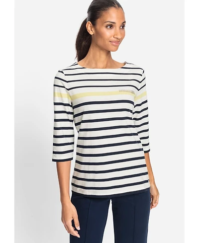 Olsen Women's Striped Boat Neck T-Shirt