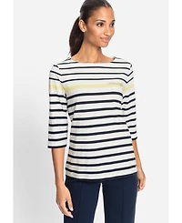 Olsen Women's Striped Boat Neck T-Shirt
