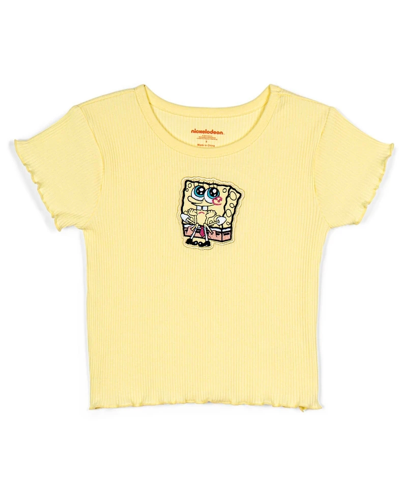 SpongeBob SquarePants Girls Ribbed T-Shirt and French Terry Shorts Outfit Set