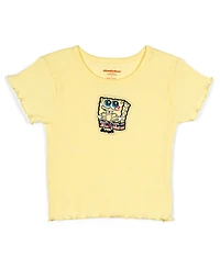 SpongeBob SquarePants Girls Ribbed T-Shirt and French Terry Shorts Outfit Set