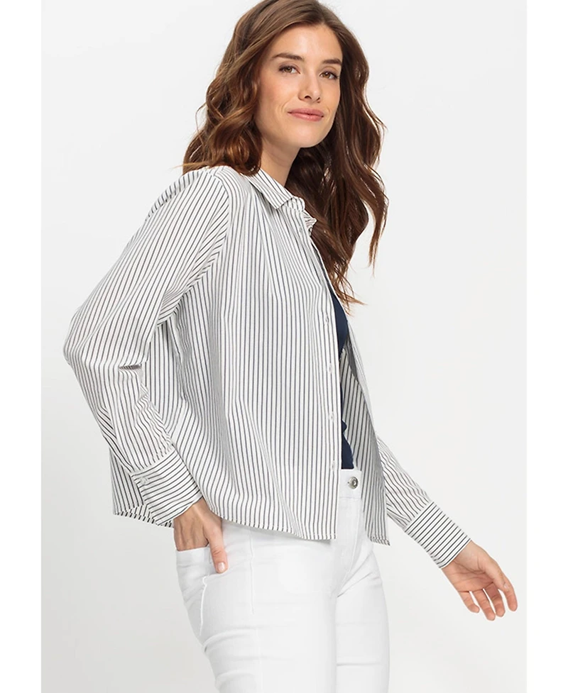 Olsen Women's Striped Cropped Shirt